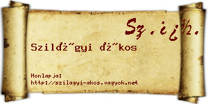 Szilágyi Ákos névjegykártya